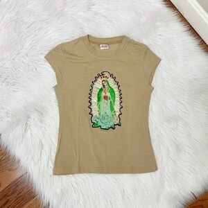 Vintage Y2K sequin our lady of guadalupe tee 💚 by Almida Collection